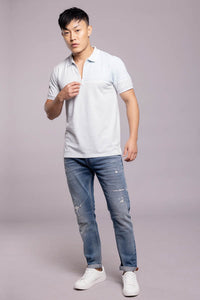 Baby Blue Half Sleeves Pique Polo Tee