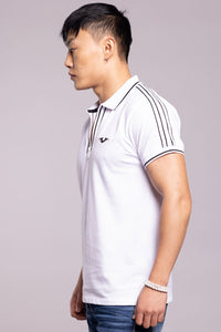 White Half Sleeves Pique Polo Tee