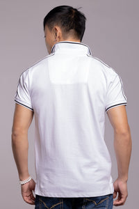 White Half Sleeves Pique Polo Tee