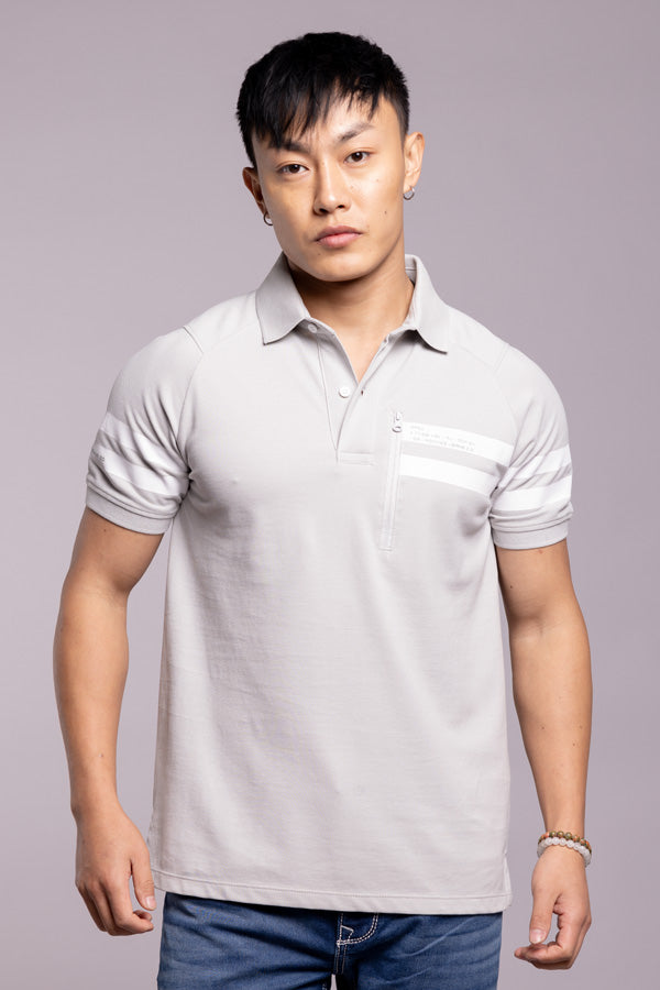 Lt Grey Half Sleeves Pique Polo Tee