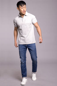 Lt Grey Half Sleeves Pique Polo Tee