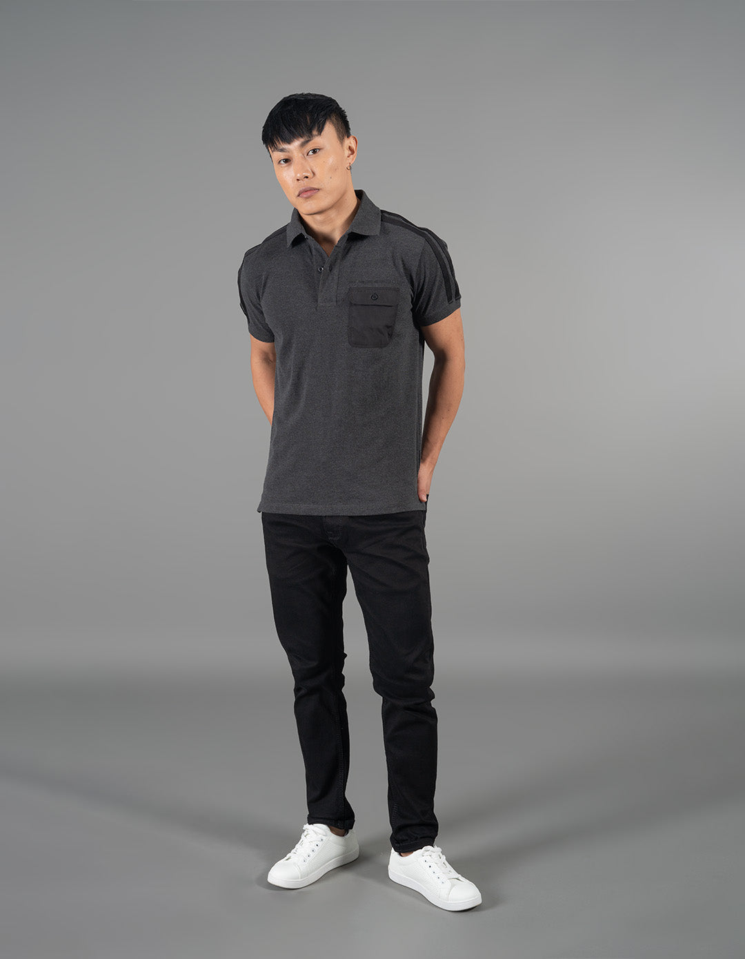 Dk Grey Half Sleeves Pique Polo Tee