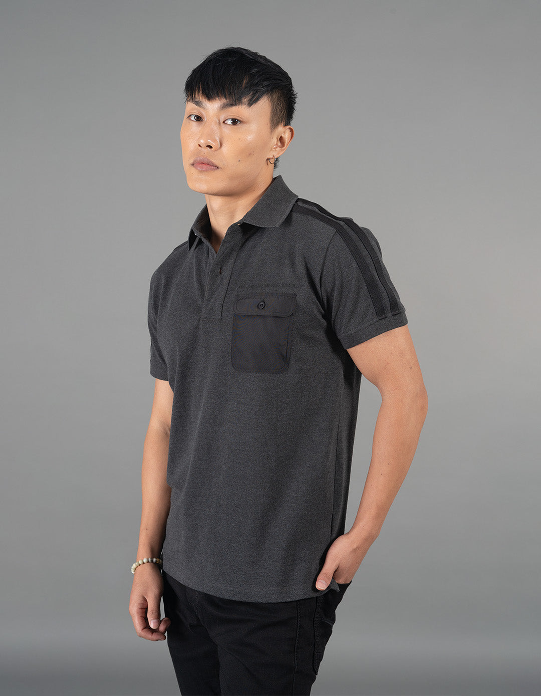 Dk Grey Half Sleeves Pique Polo Tee