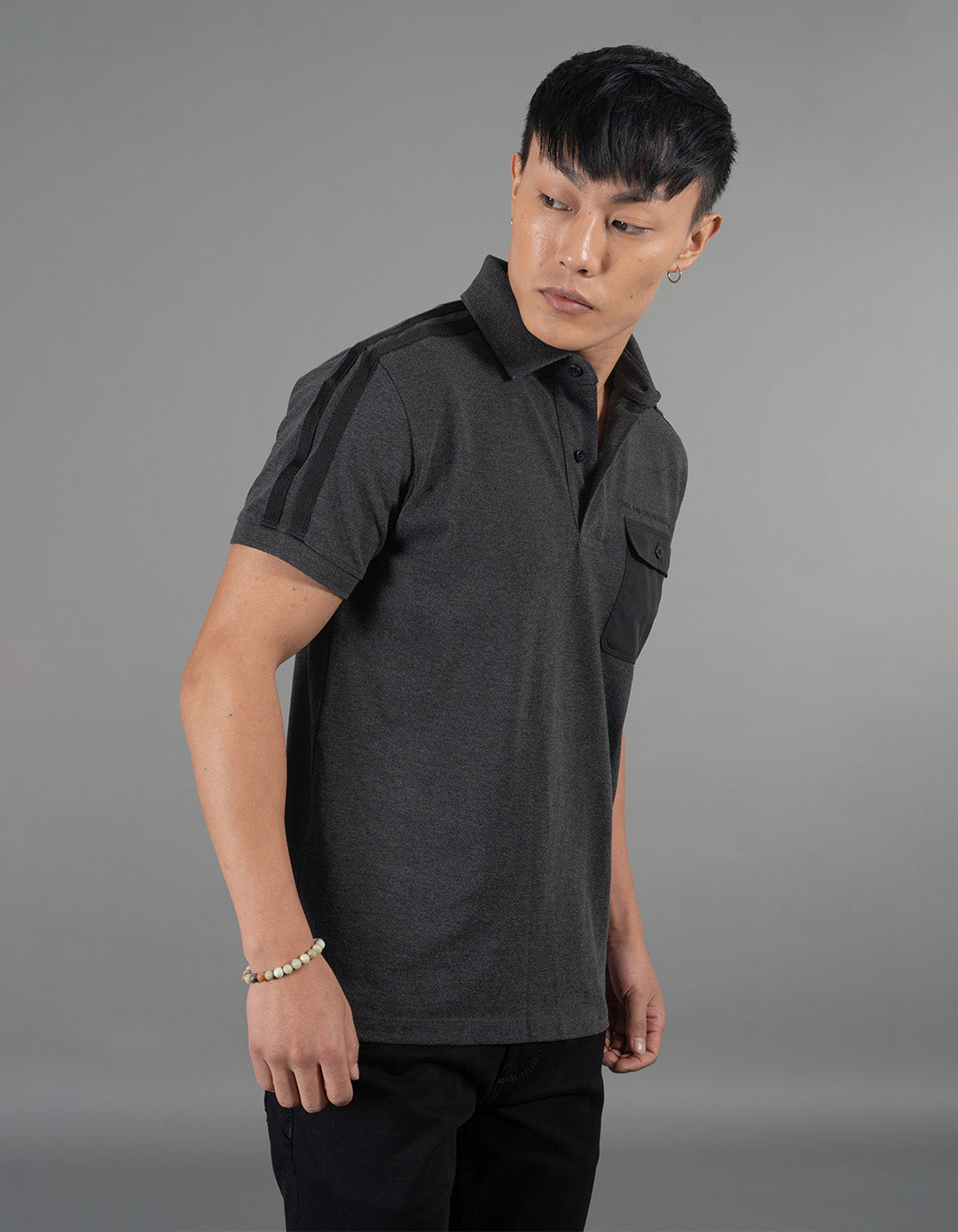 Dk Grey Half Sleeves Pique Polo Tee