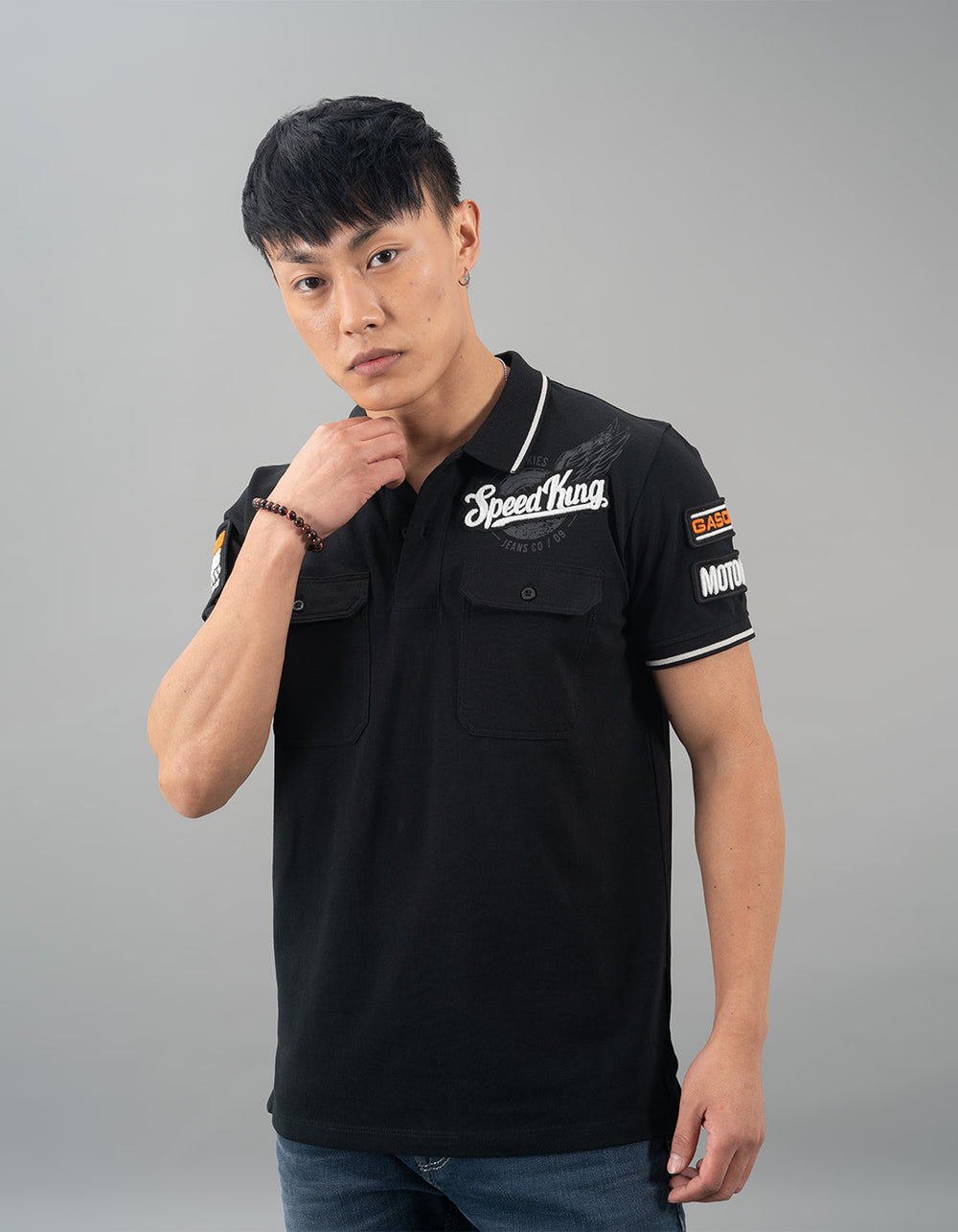 Black Half Sleeves Pique Polo Tee