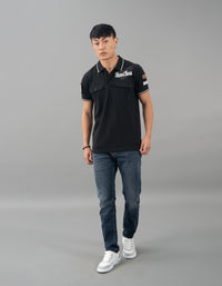 Black Half Sleeves Pique Polo Tee