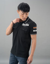 Black Half Sleeves Pique Polo Tee
