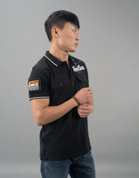 Black Half Sleeves Pique Polo Tee