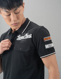 Black Half Sleeves Pique Polo Tee