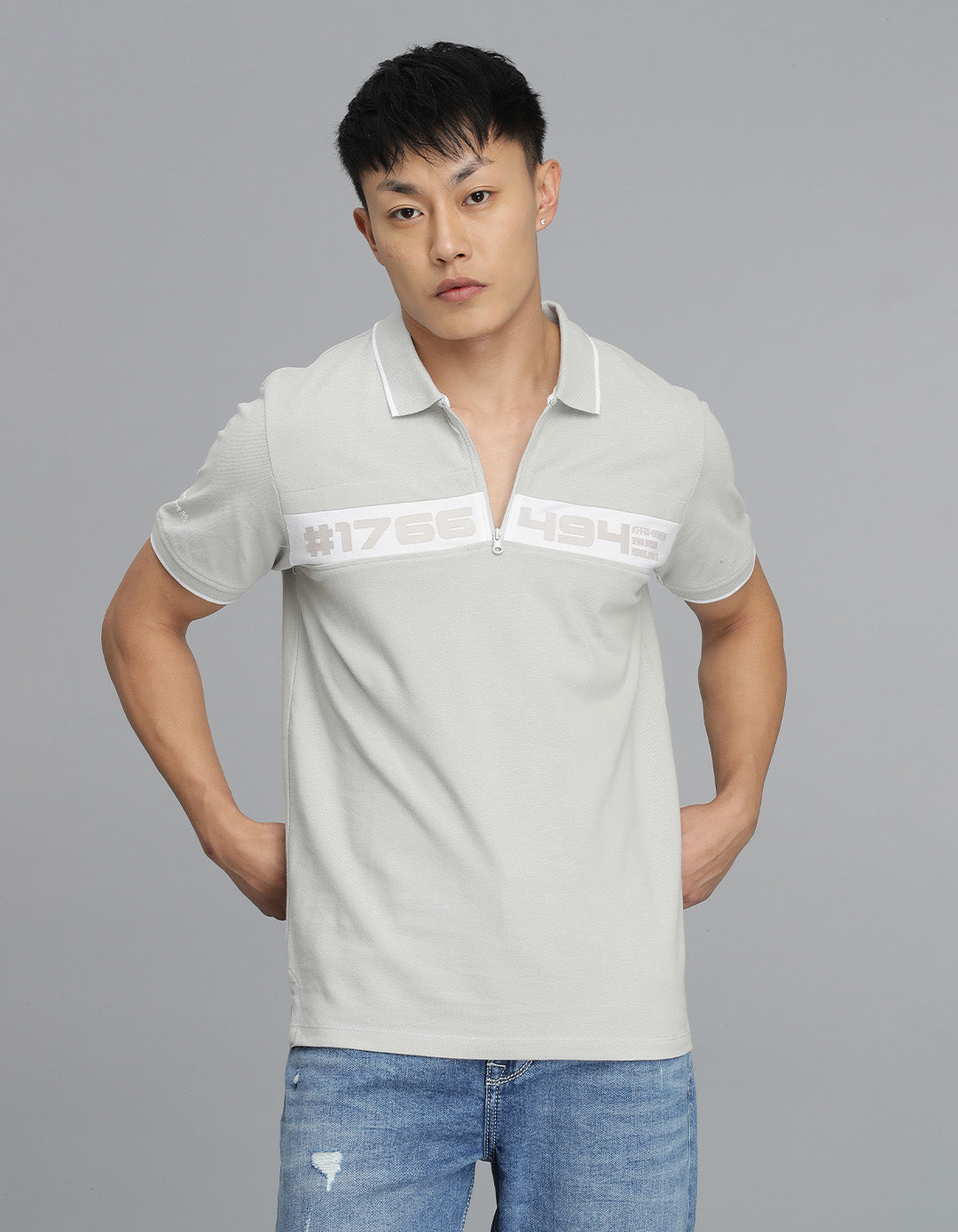 Lt Grey Half Sleeves Pique Polo Tee