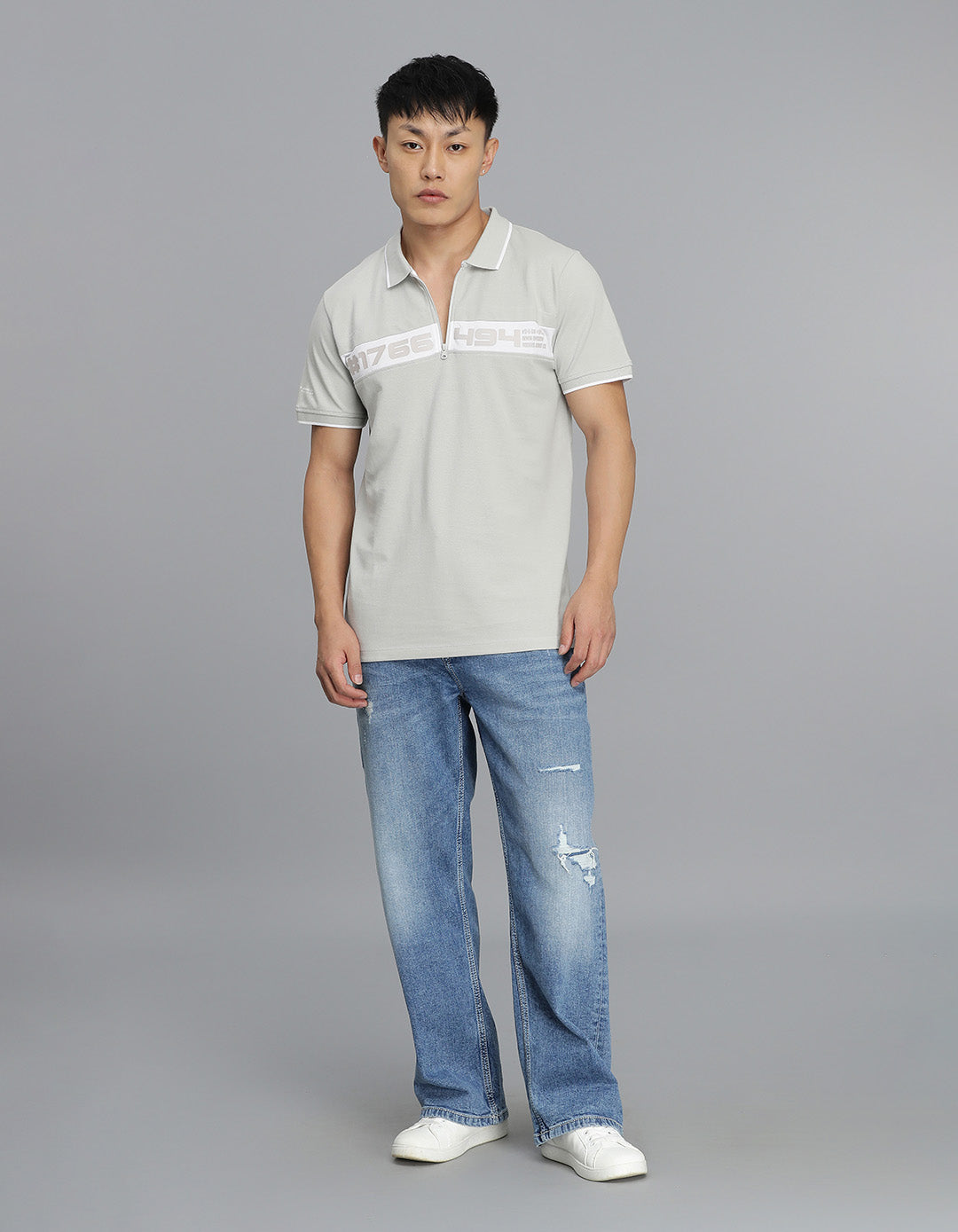 Lt Grey Half Sleeves Pique Polo Tee