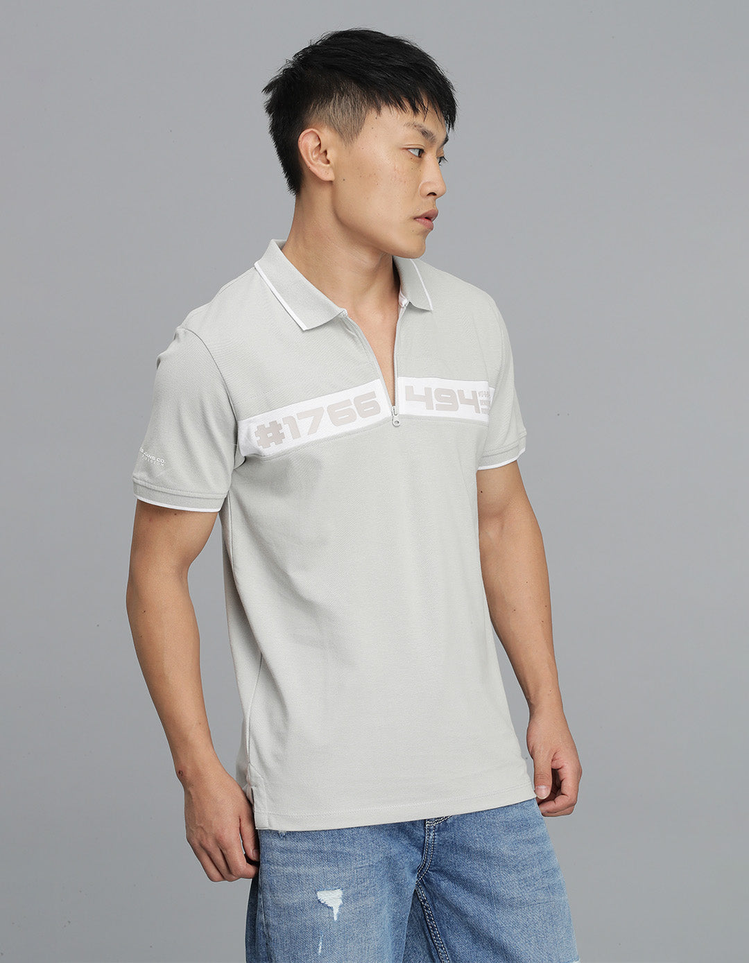 Lt Grey Half Sleeves Pique Polo Tee