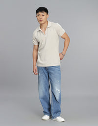 Light Beige Half Sleeves Pique Polo Tee