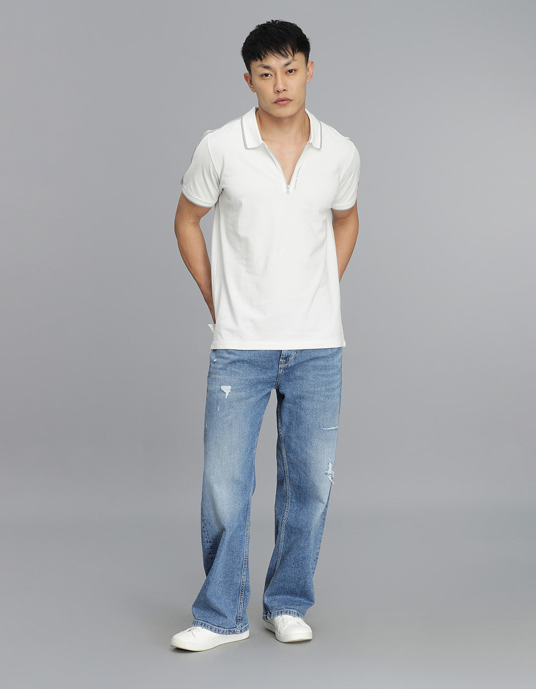 Off White Half Sleeves Pique Polo Tee