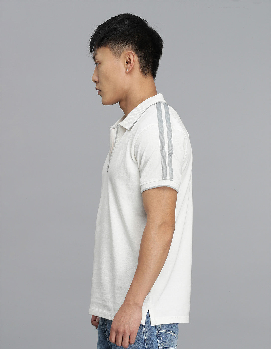 Off White Half Sleeves Pique Polo Tee