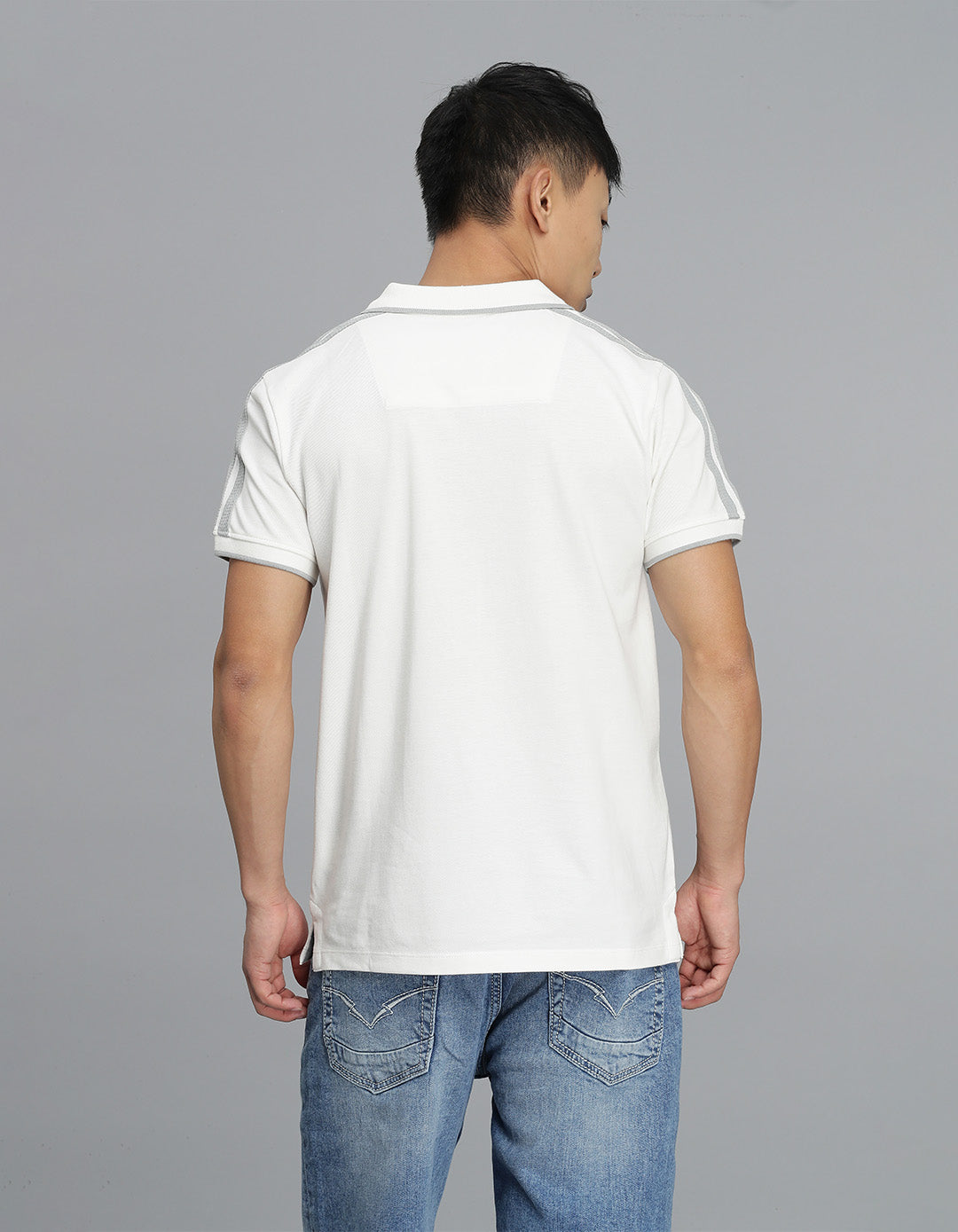 Off White Half Sleeves Pique Polo Tee