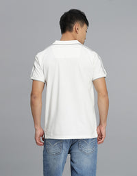 Off White Half Sleeves Pique Polo Tee