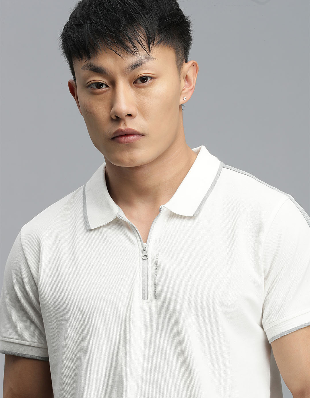 Off White Half Sleeves Pique Polo Tee