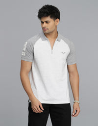 Light Grey Half Sleeves Pique Polo Tee