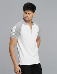 Light Grey Half Sleeves Pique Polo Tee