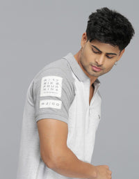 Light Grey Half Sleeves Pique Polo Tee
