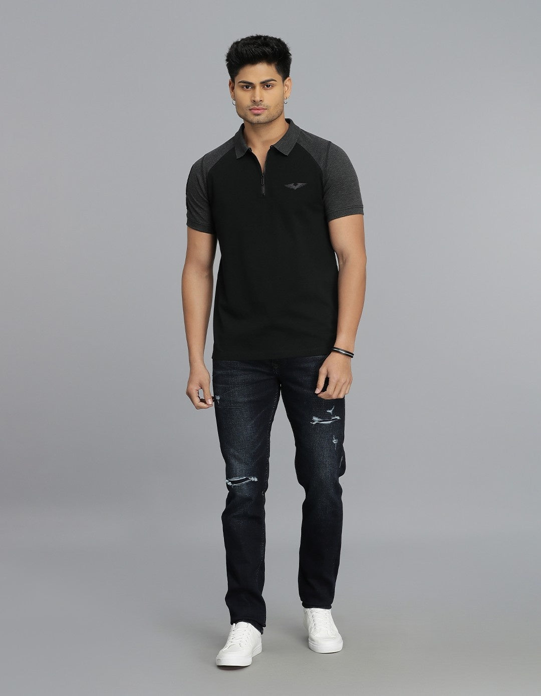 Black Half Sleeves Pique Polo Tee