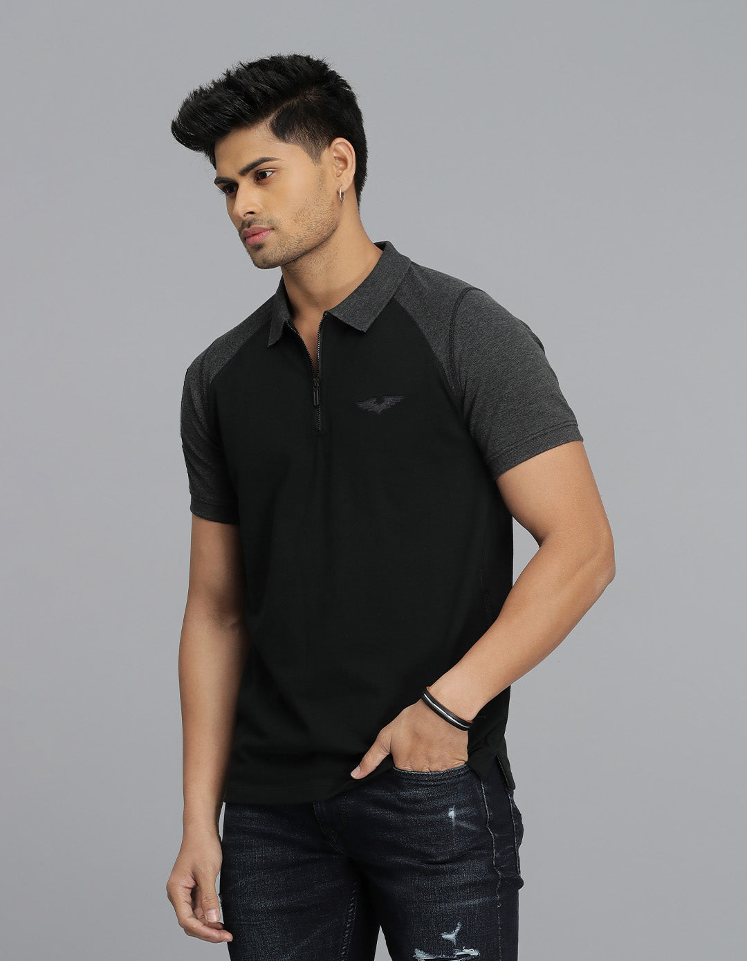Black Half Sleeves Pique Polo Tee