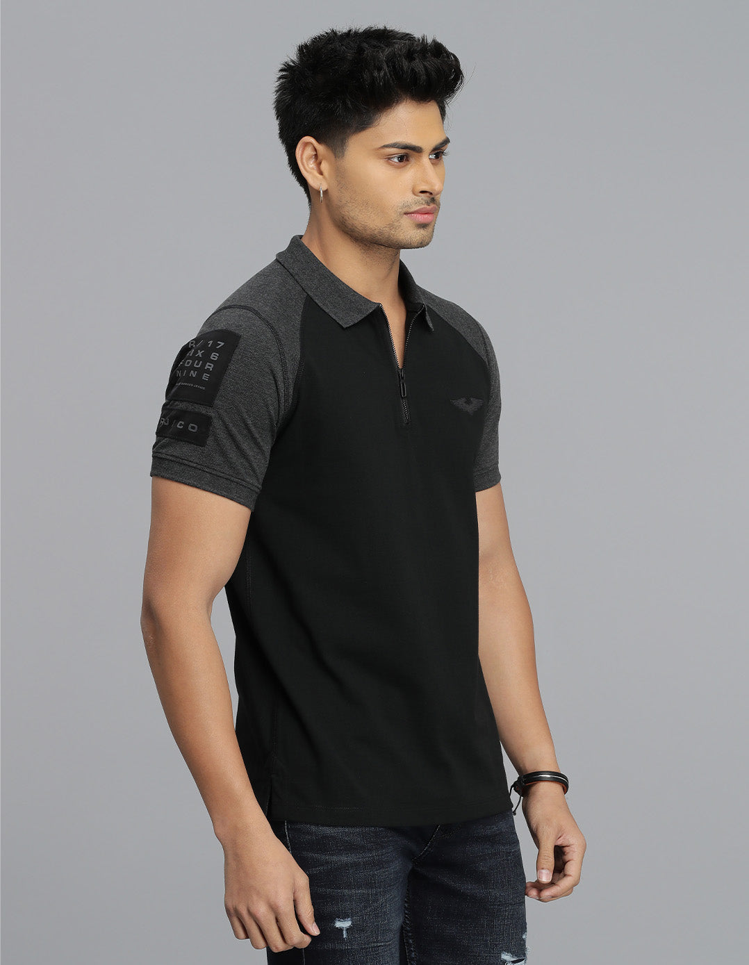 Black Half Sleeves Pique Polo Tee