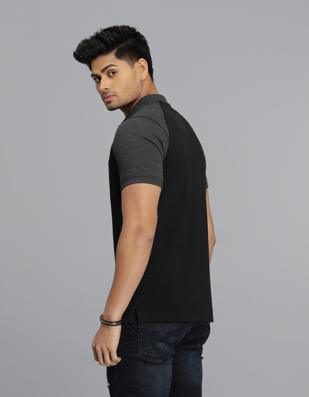 Black Half Sleeves Pique Polo Tee