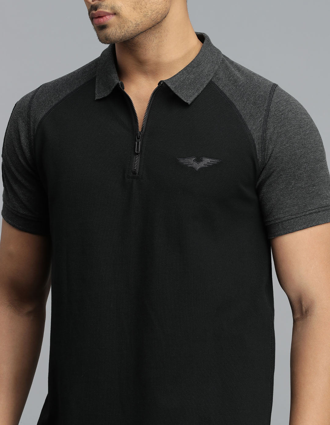 Black Half Sleeves Pique Polo Tee