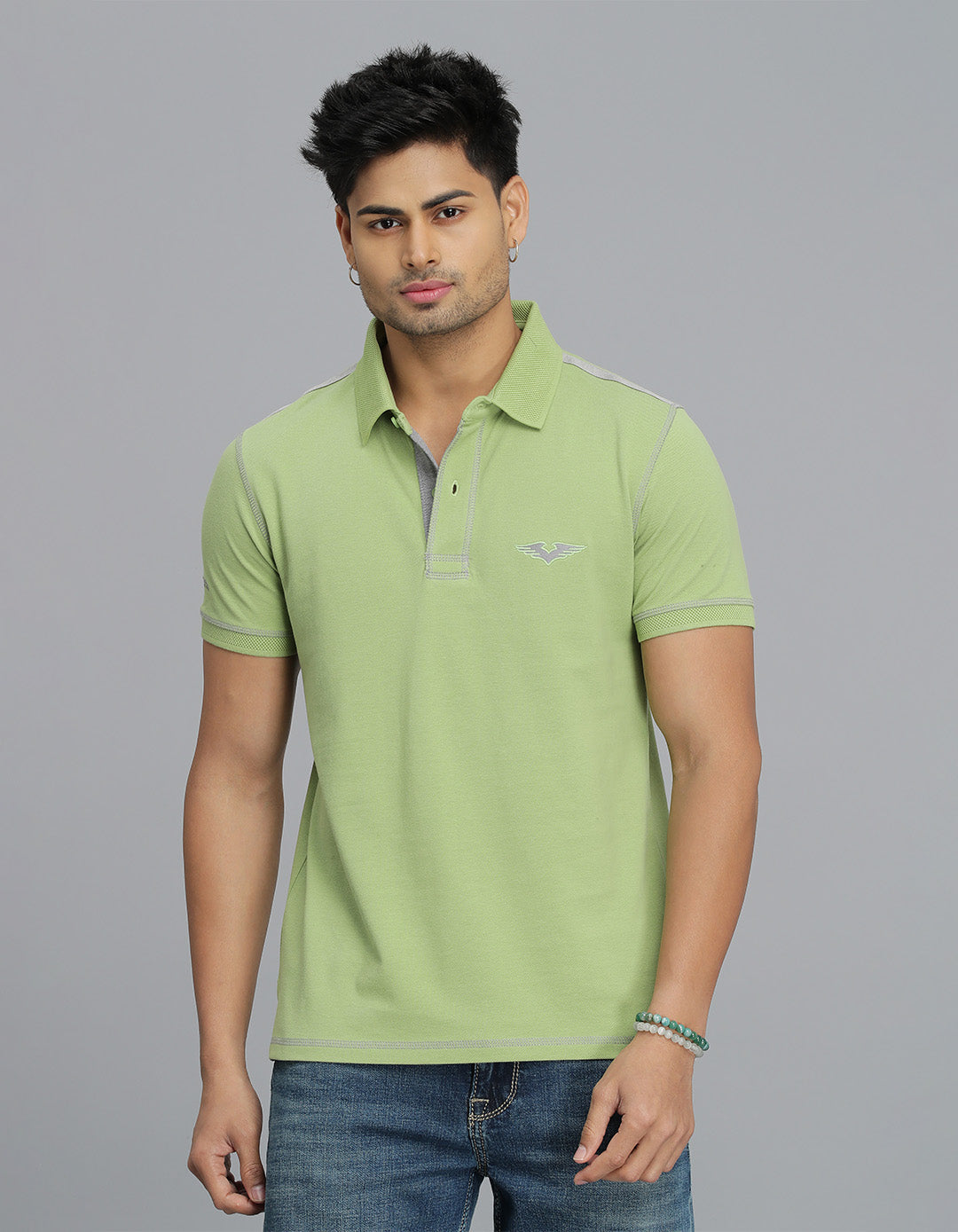 Lt Green Half Sleeves Pique Polo Tee