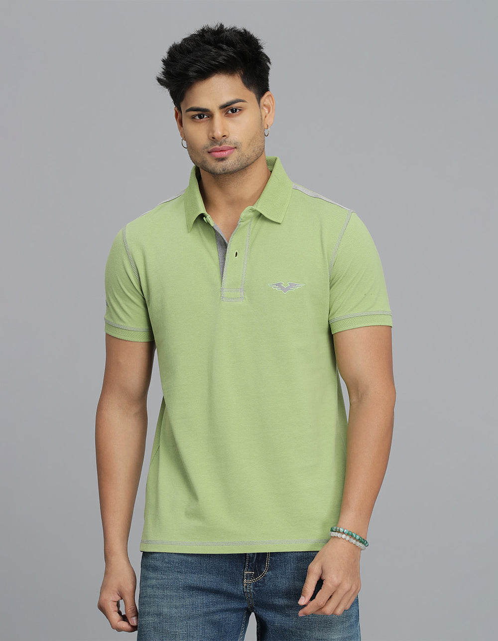 Light Green Half Sleeves Pique Polo Tee