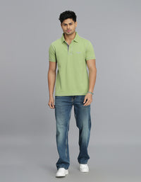 Light Green Half Sleeves Pique Polo Tee