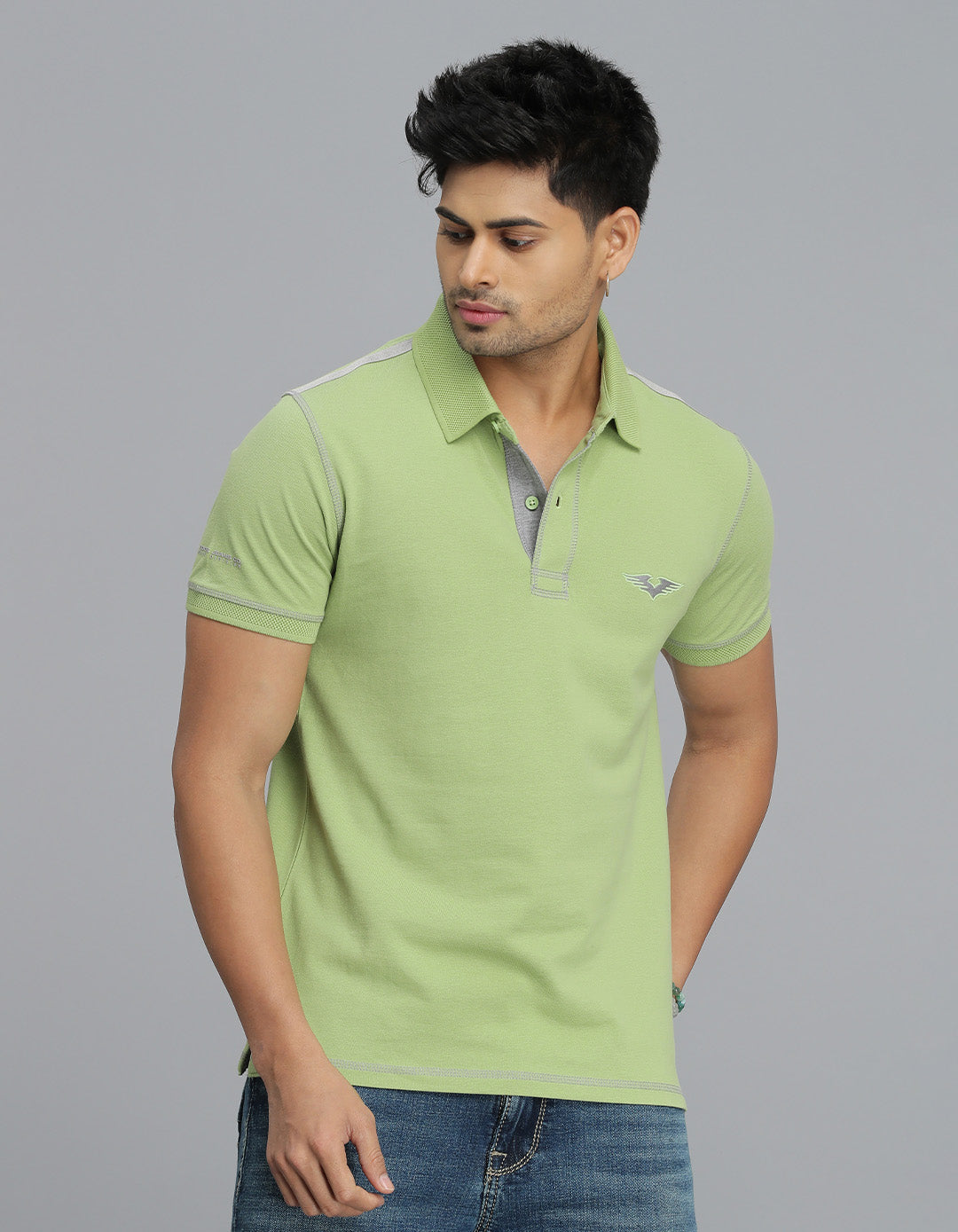 Lt Green Half Sleeves Pique Polo Tee