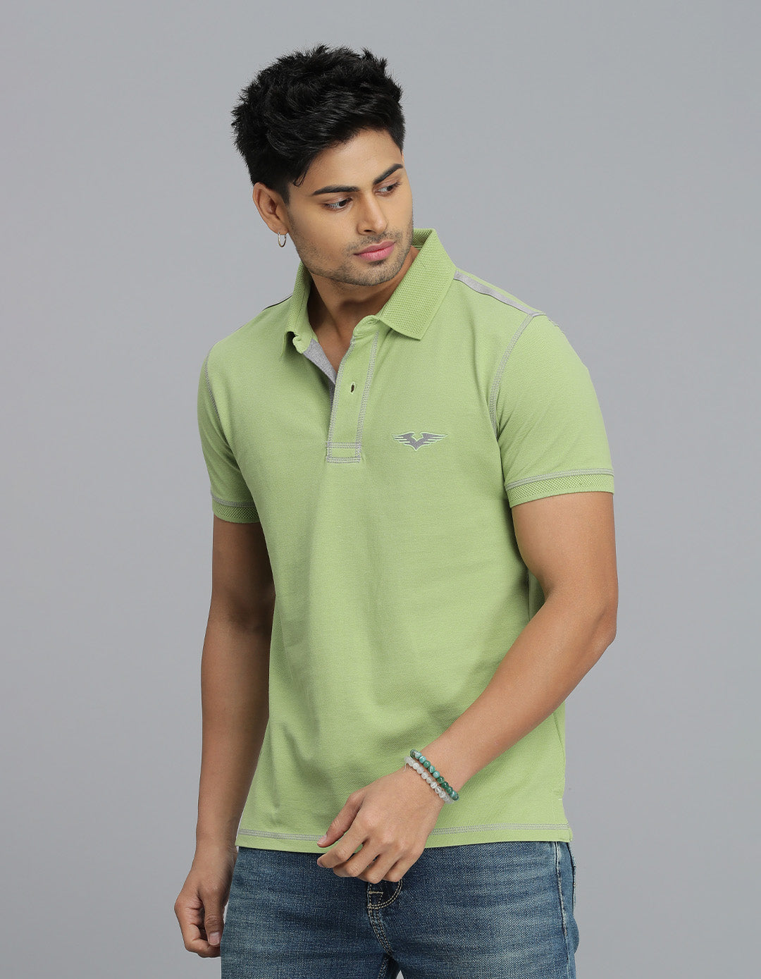 Lt Green Half Sleeves Pique Polo Tee