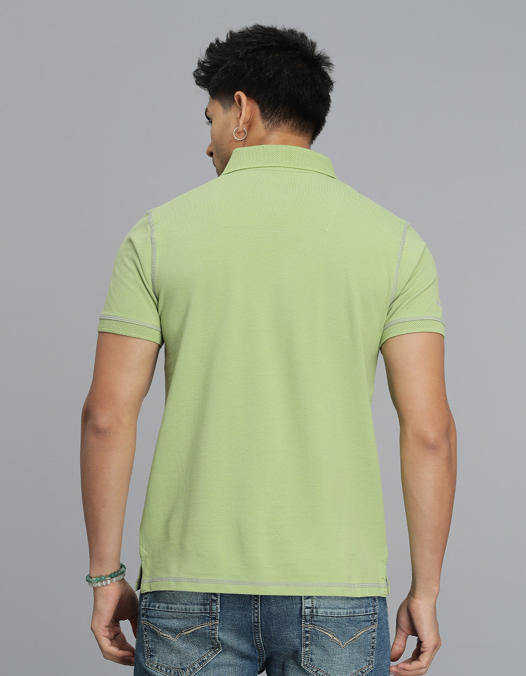 Lt Green Half Sleeves Pique Polo Tee