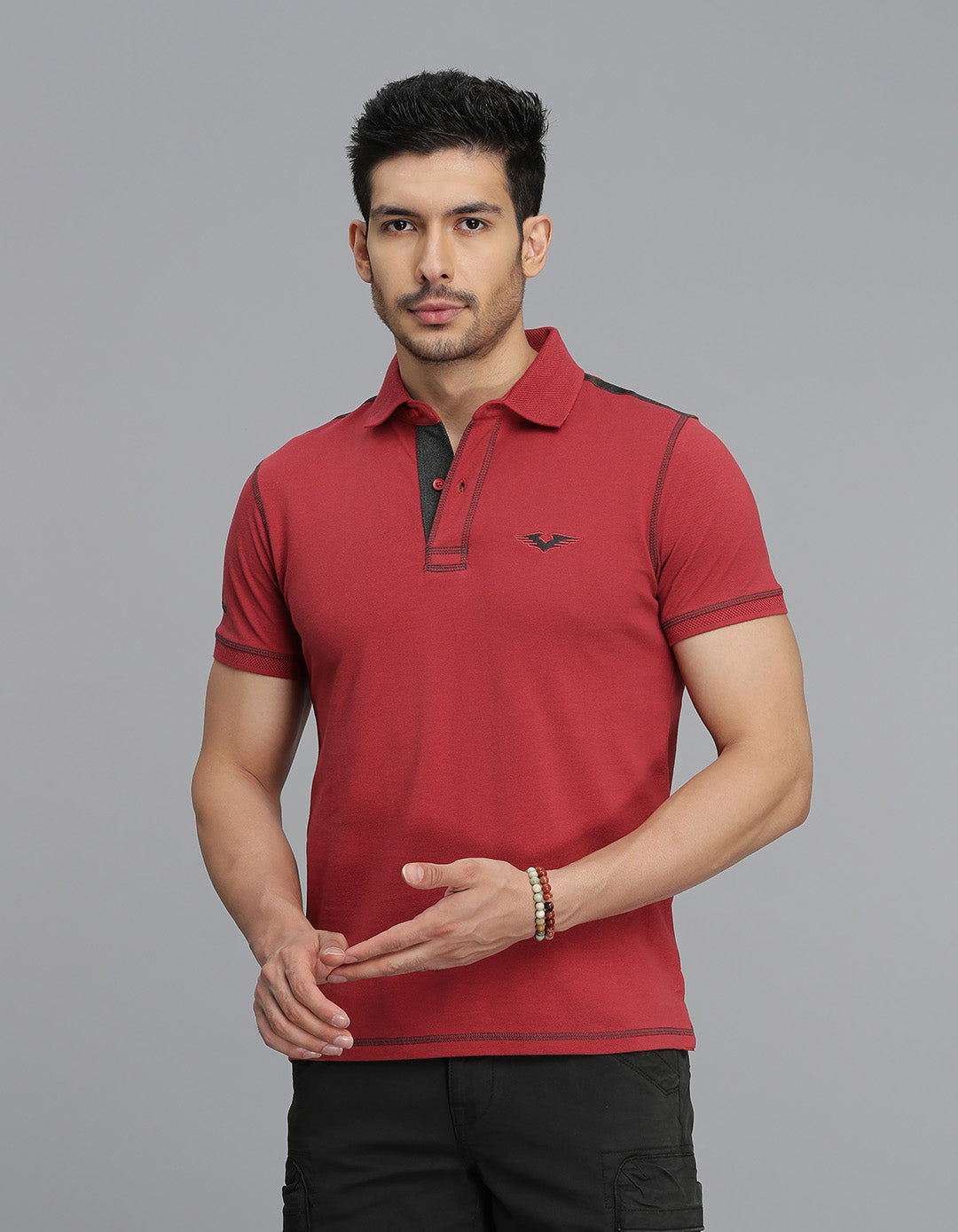Brick Red Half Sleeves Pique Polo Tee