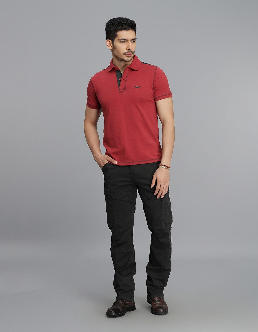 Brick Red Half Sleeves Pique Polo Tee