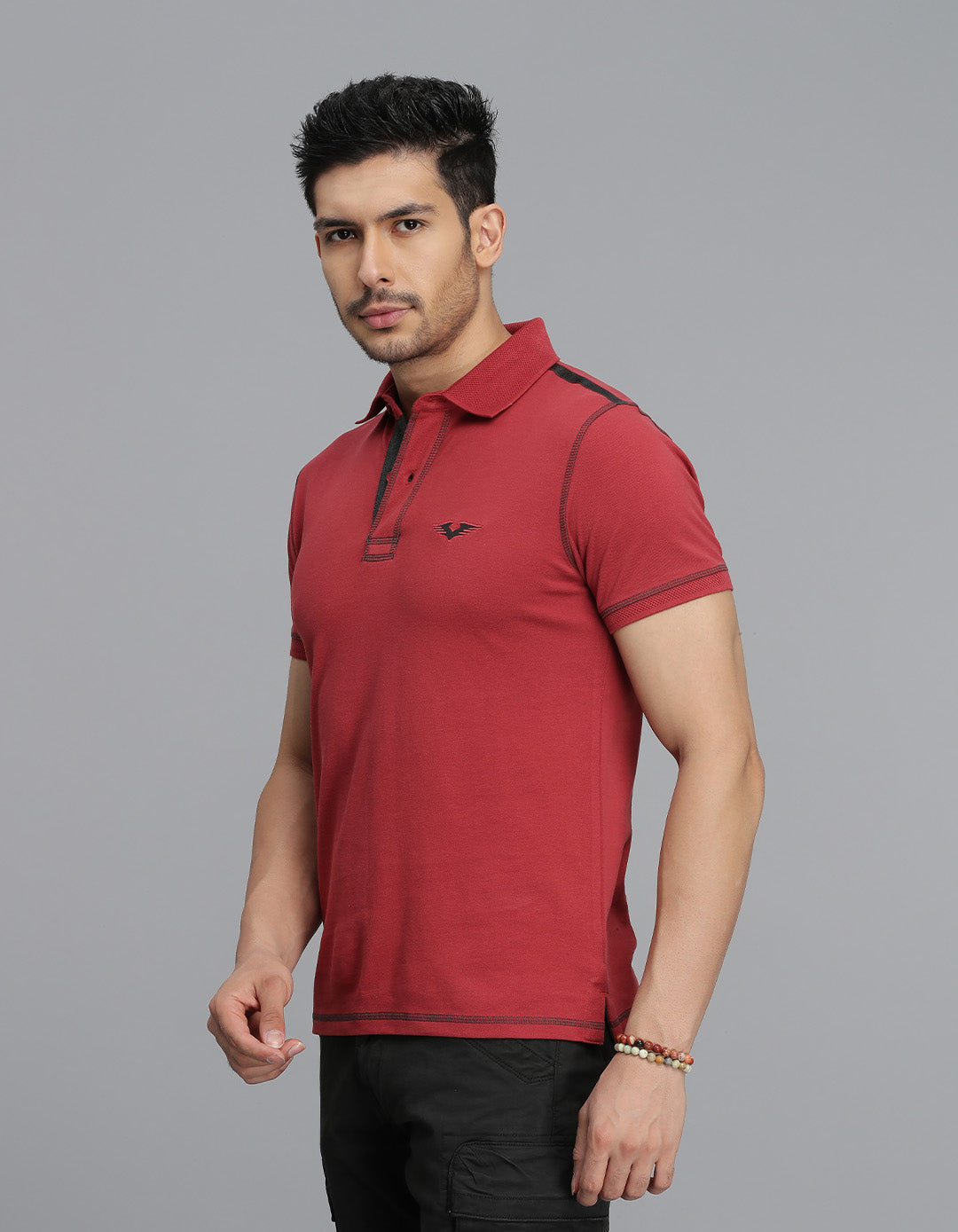 Brick Red Half Sleeves Pique Polo Tee