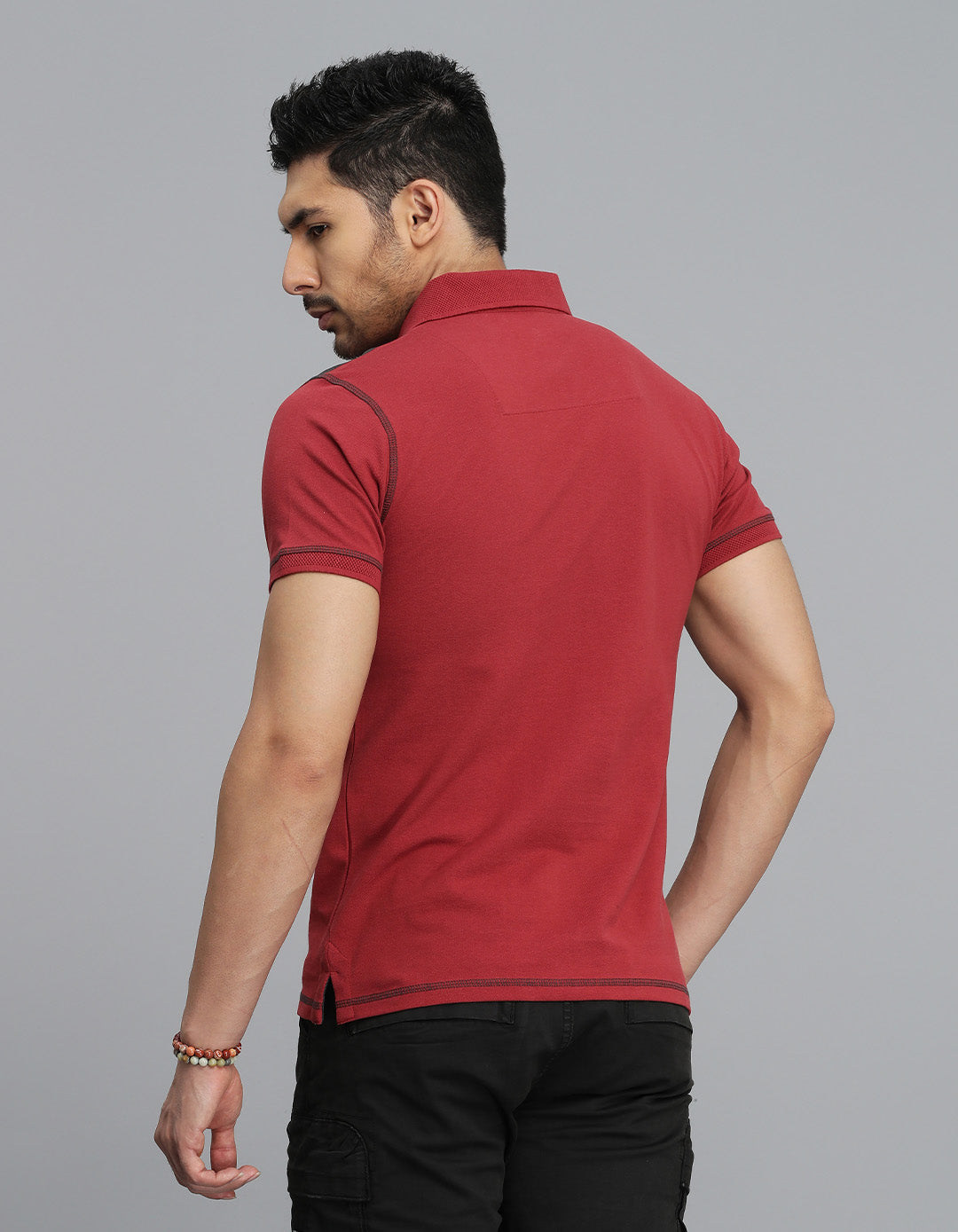 Brick Red Half Sleeves Pique Polo Tee