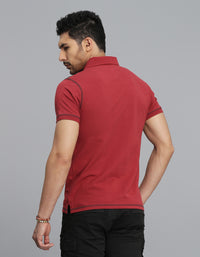 Brick Red Half Sleeves Pique Polo Tee