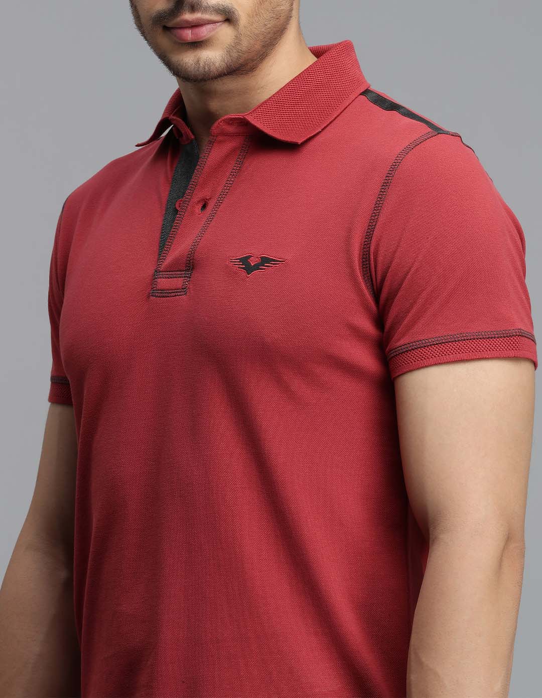 Brick Red Half Sleeves Pique Polo Tee
