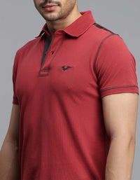 Brick Red Half Sleeves Pique Polo Tee