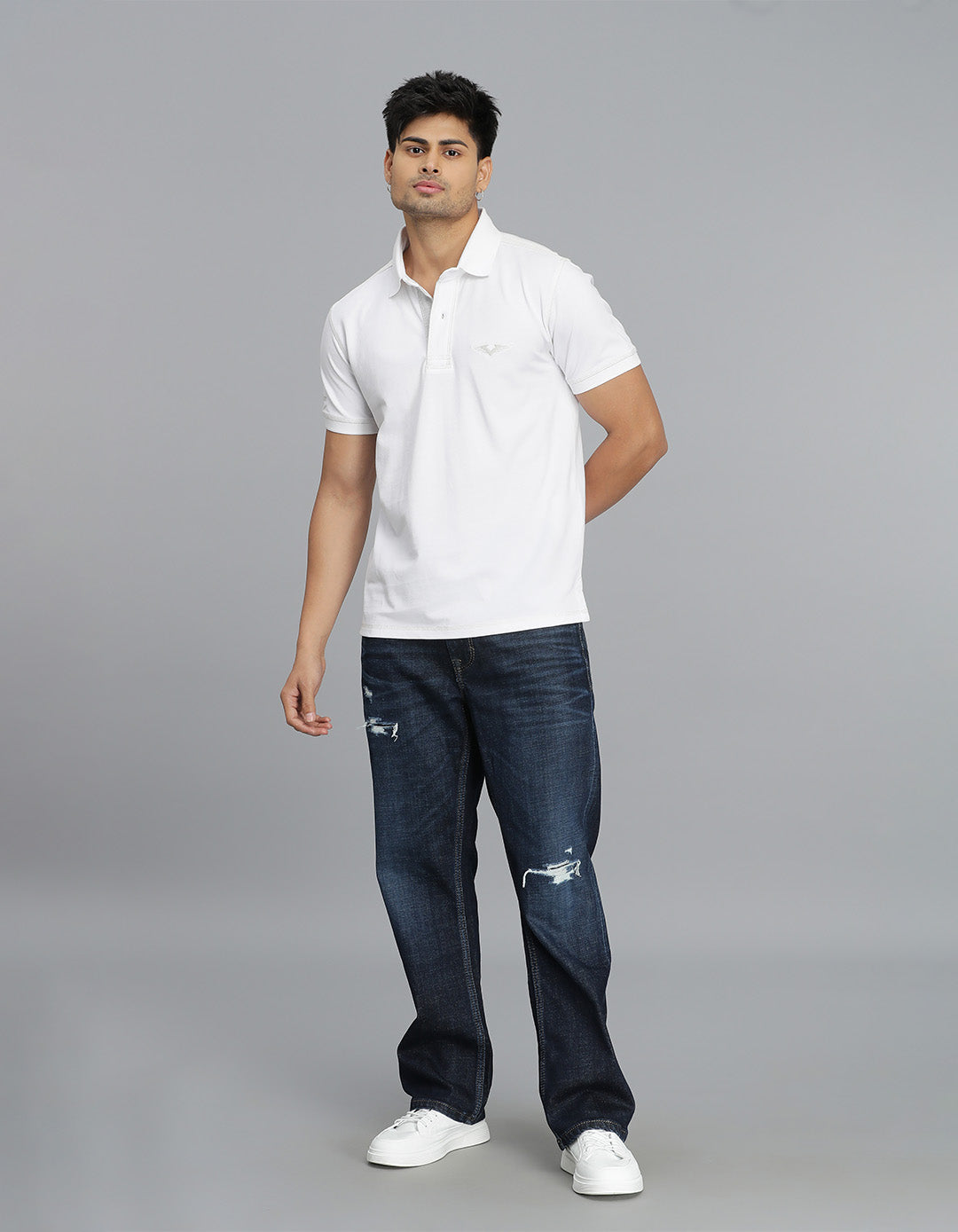 White Half Sleeves Pique Polo Tee