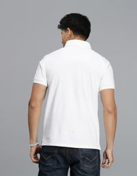 White Half Sleeves Pique Polo Tee