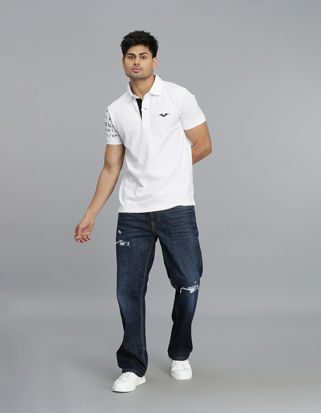 White Half Sleeves Pique Polo Tee
