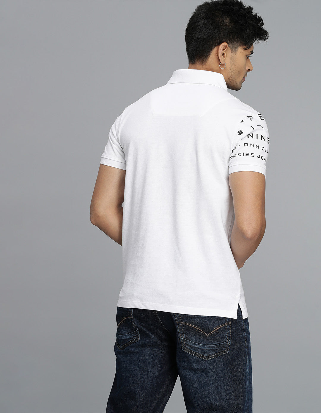 White Half Sleeves Pique Polo Tee