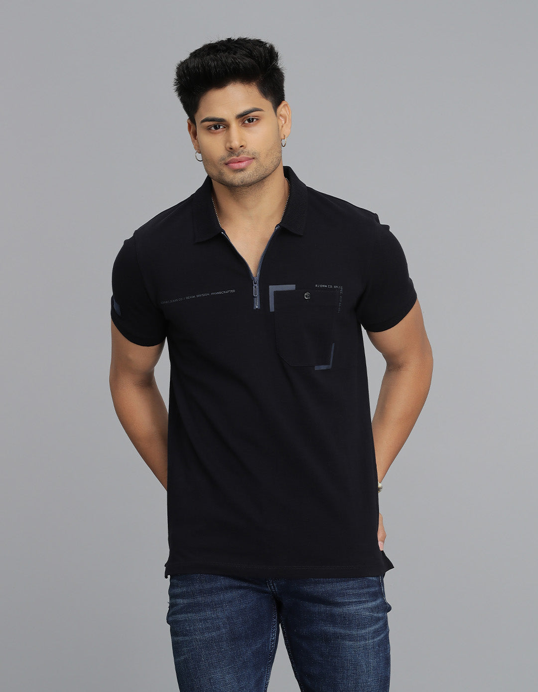 Navy Half Sleeves Pique Polo Tee