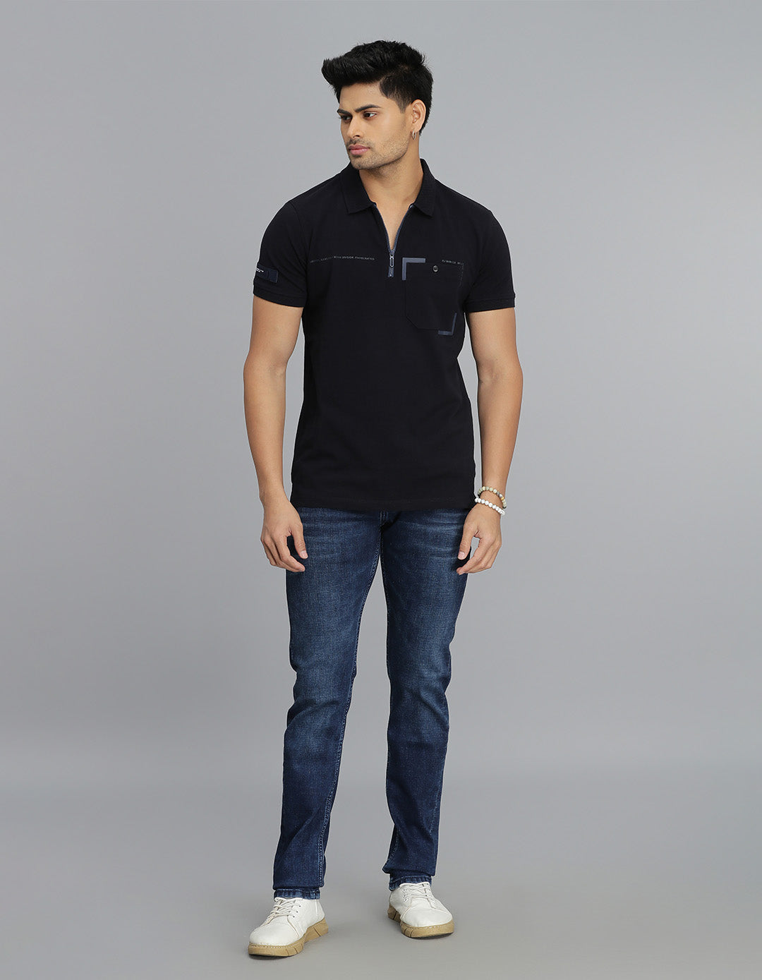 Navy Half Sleeves Pique Polo Tee