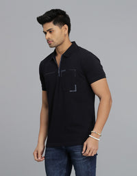 Navy Half Sleeves Pique Polo Tee